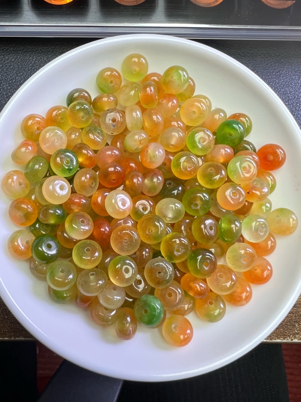 天然珠宝玉石 七彩盐源算盘珠Y2169 5*8 40个 （赠弹力绳）
