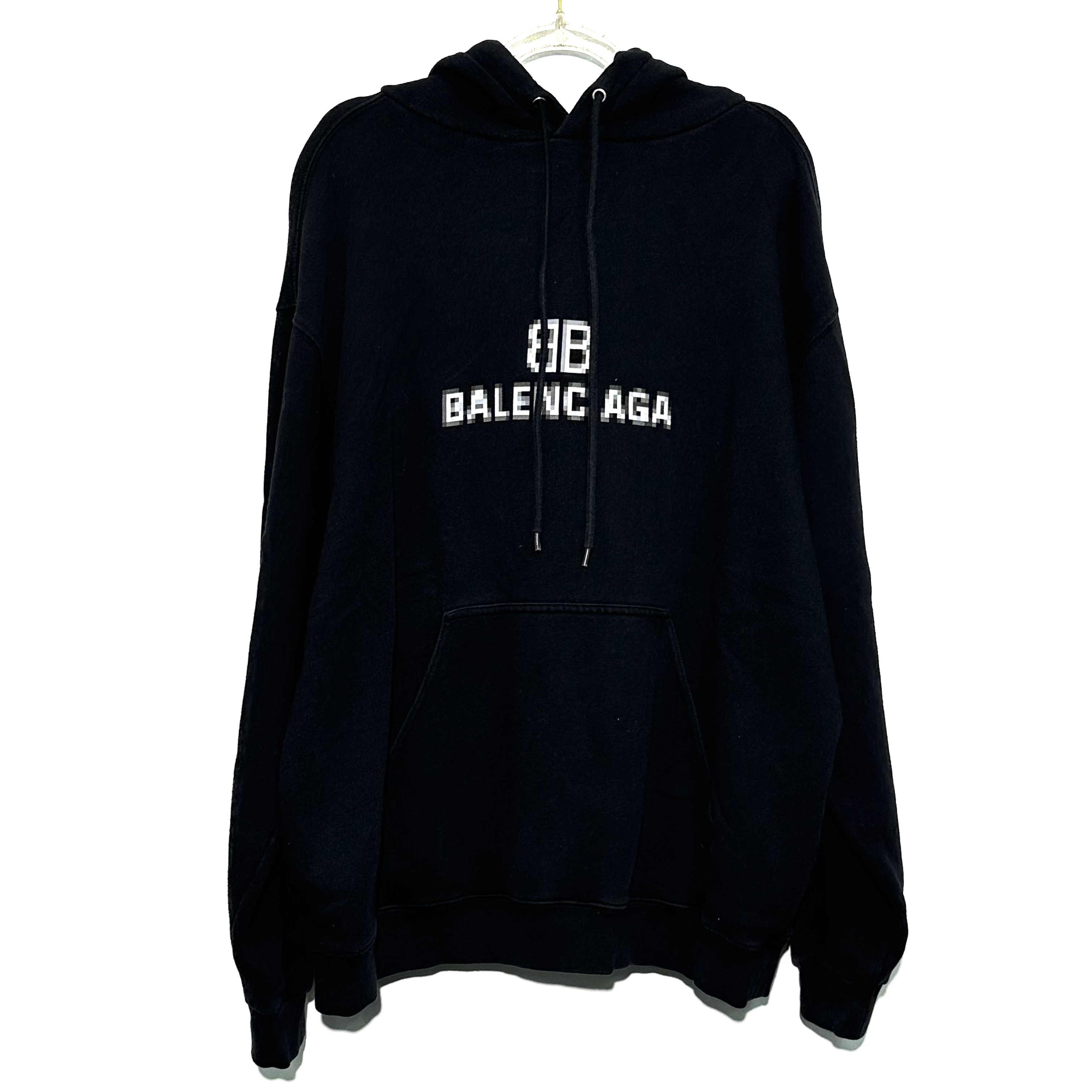 99新 Balenciaga/巴黎世家 S码 马赛克logo黑色卫衣 0678