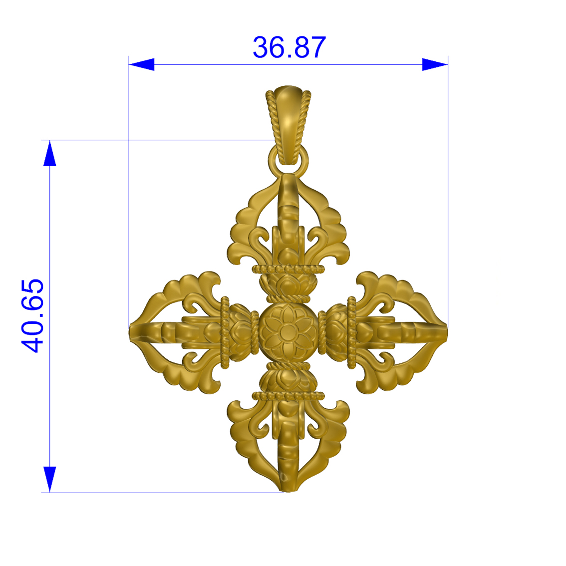 LBD0603058金刚杵素金吊坠 金银加工石膏模具