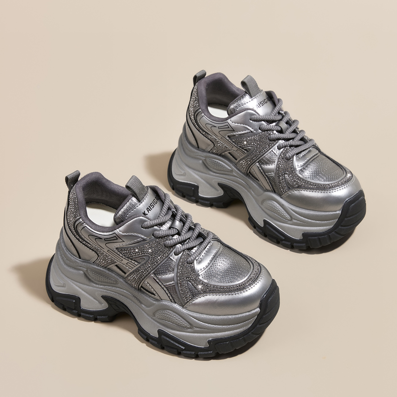 8801厚底老爹鞋女2025秋冬季新款皮面休闲运动鞋百搭显脚小单鞋潮