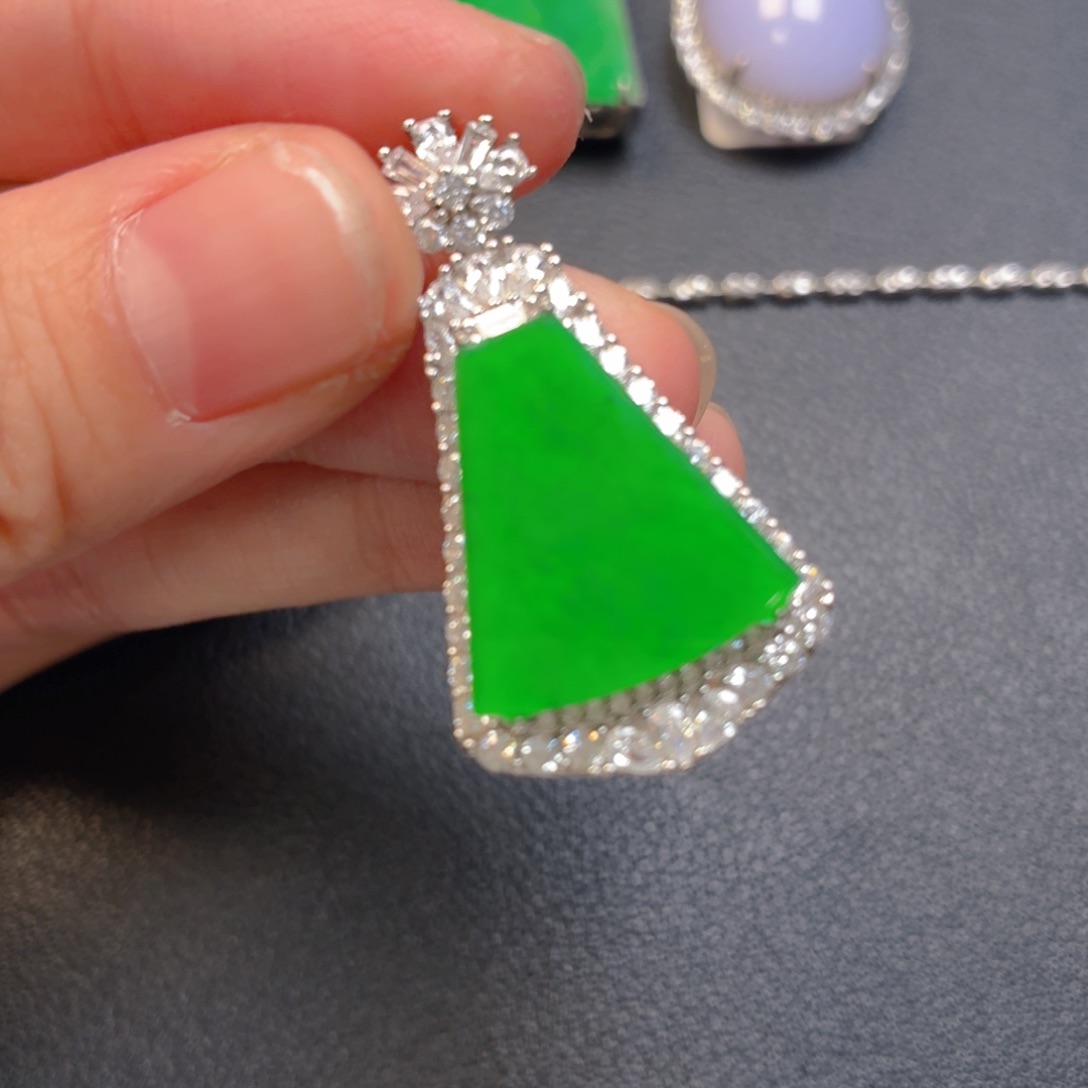 翡翠银S925镶嵌吊坠(不含链)