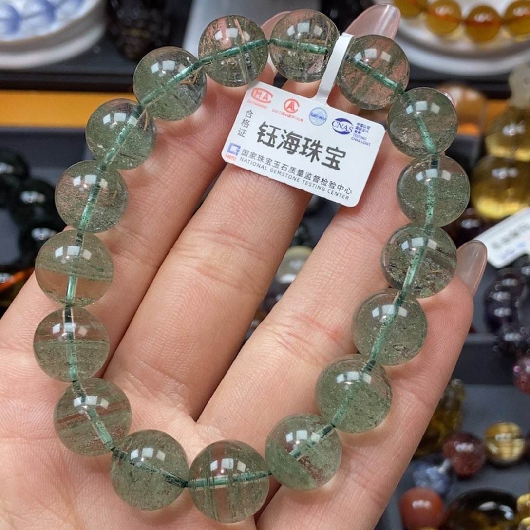 水晶绿幽灵手串未镶嵌12.5mm