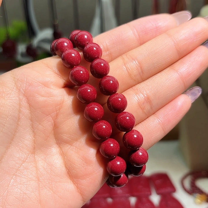 天然辰砂卡10两圈手链