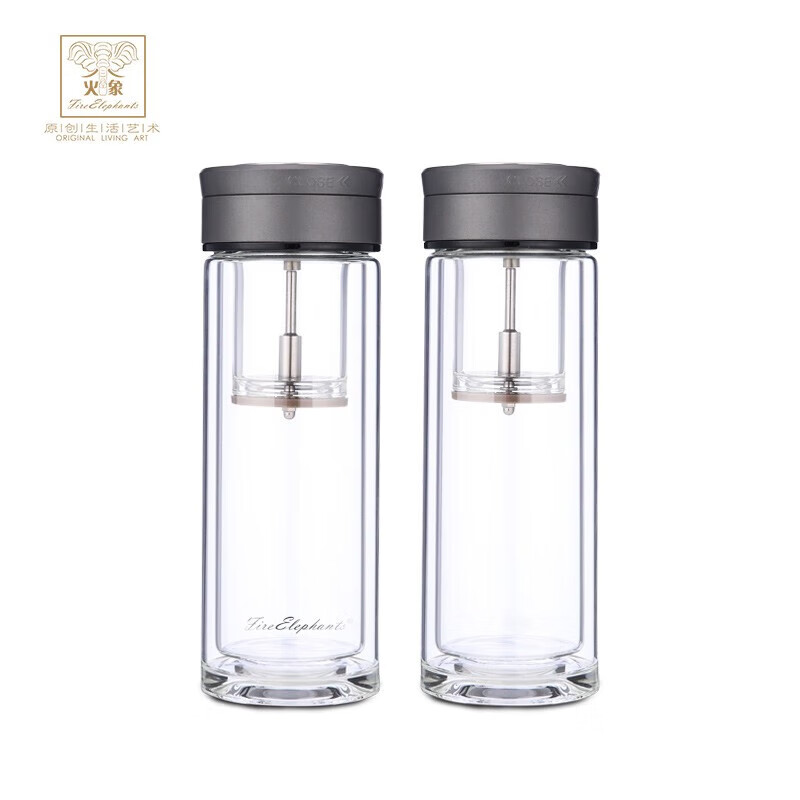 火象家用茶水分离透明玻璃杯350ml  车载耐热 HXB-BLB109