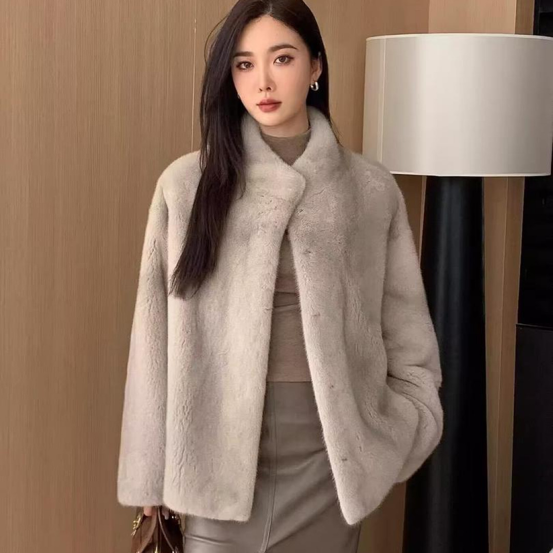 【武哥严选】进口天鹅绒整貂貂皮大衣女气质立领水貂皮草外套冬新款