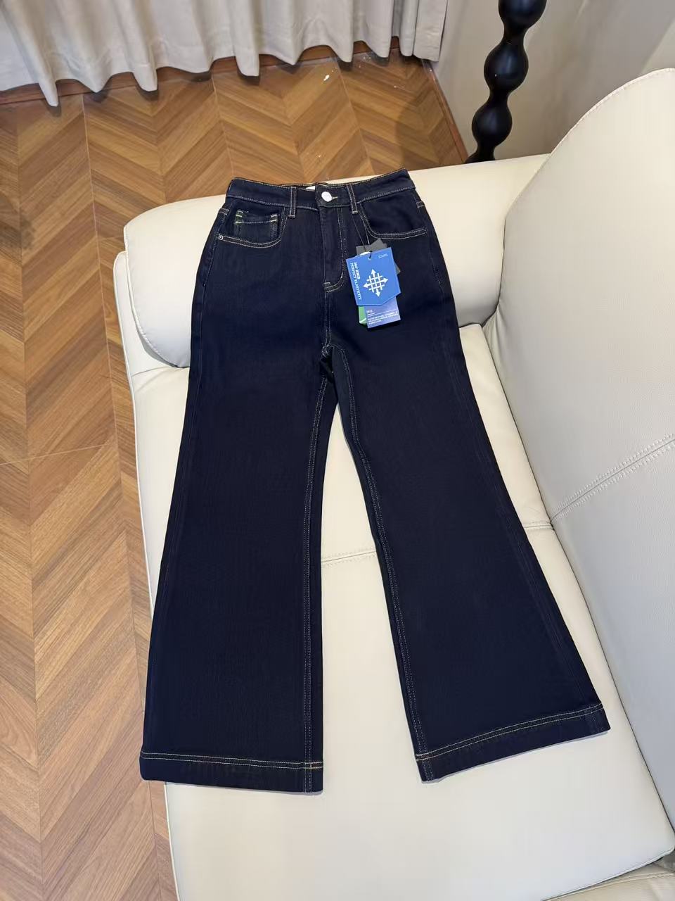 【君君专属】小个子筒喇牛仔裤女冬季新款高腰丹宁色Q暖绒筒喇裤