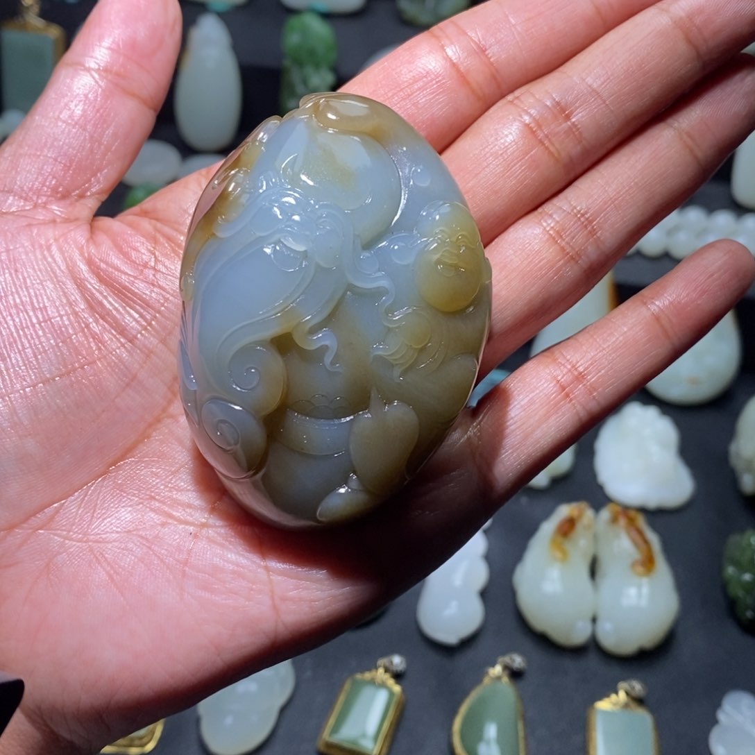 和田玉福寿双全未镶嵌