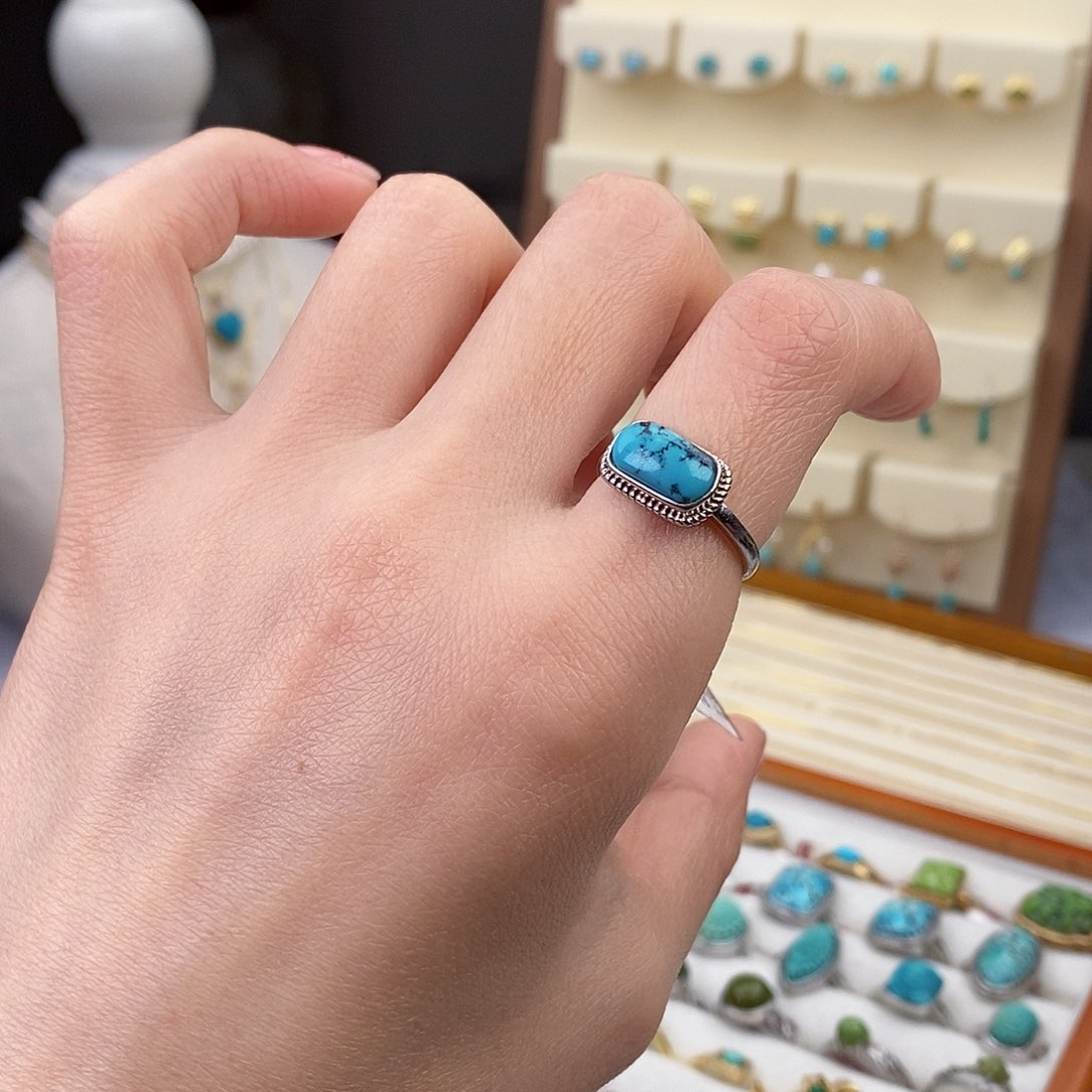 绿松石戒指银S925镶嵌