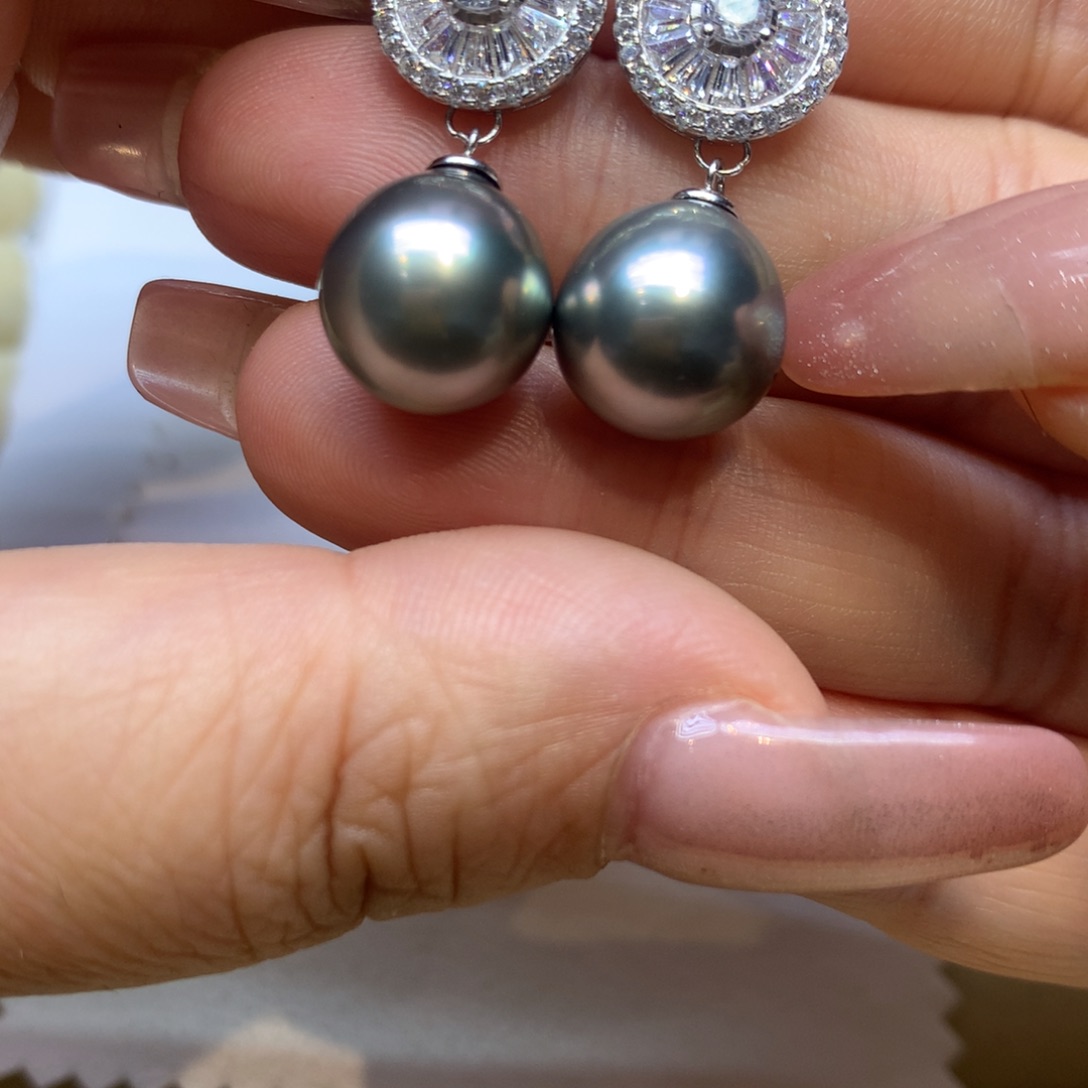 银S925镶嵌耳饰海水珍珠