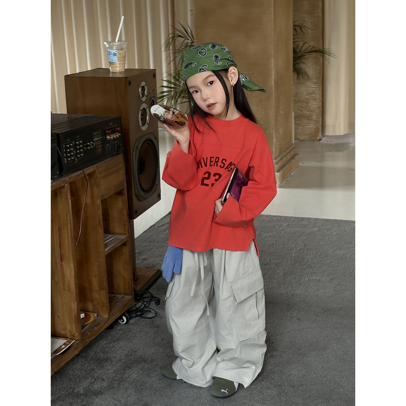 Harper kids 韩版女童23号字母印花圆领宽松长袖T恤 H25A020787