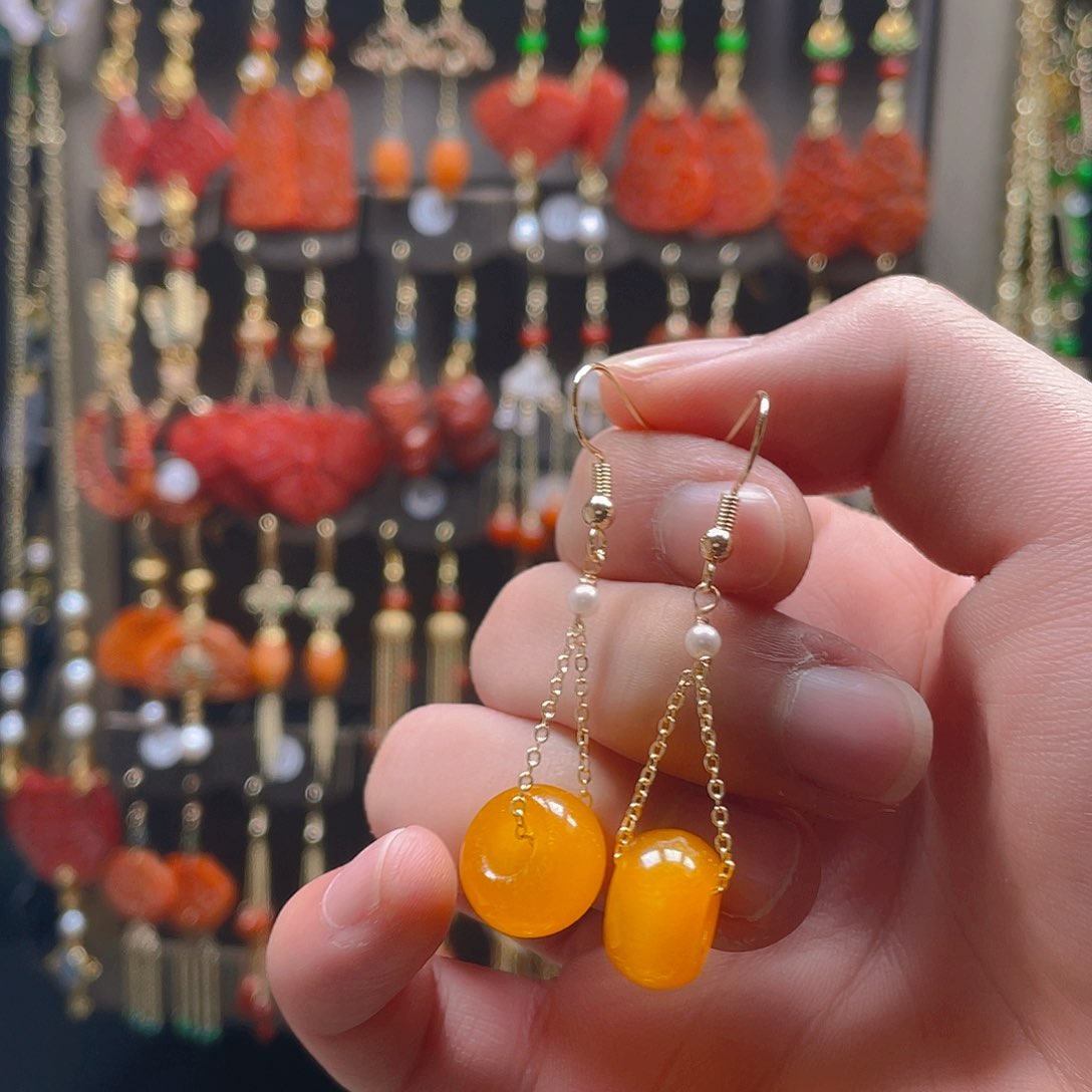 玛瑙/玉髓耳饰合金饰品