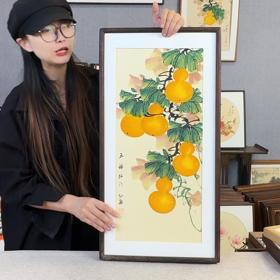 书法手绘带框尺寸： 36*69