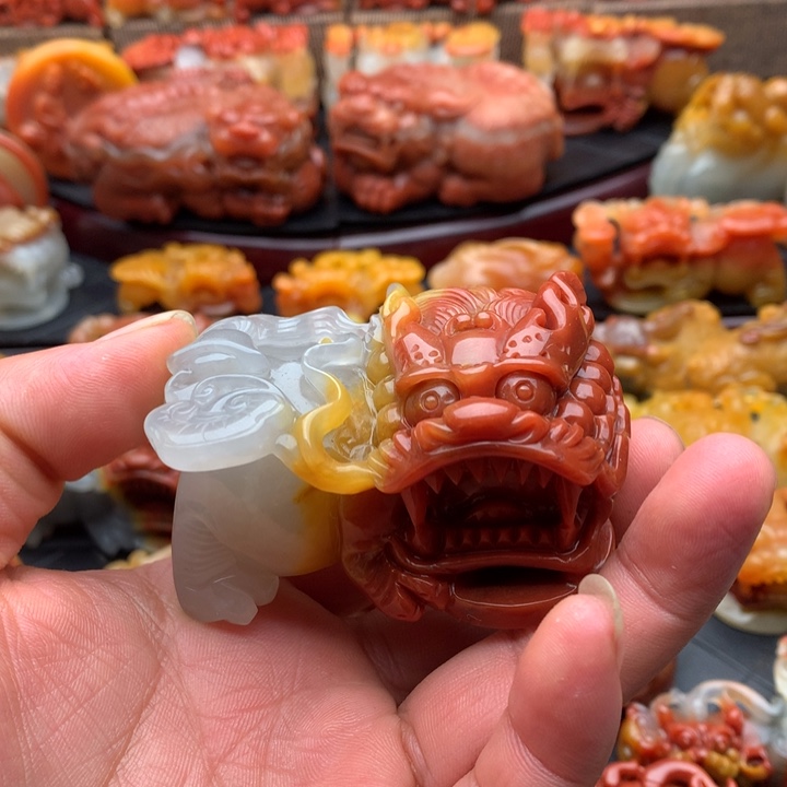 石英质玉（黄龙玉）黄龙玉貔貅挂件未镶嵌小*盖