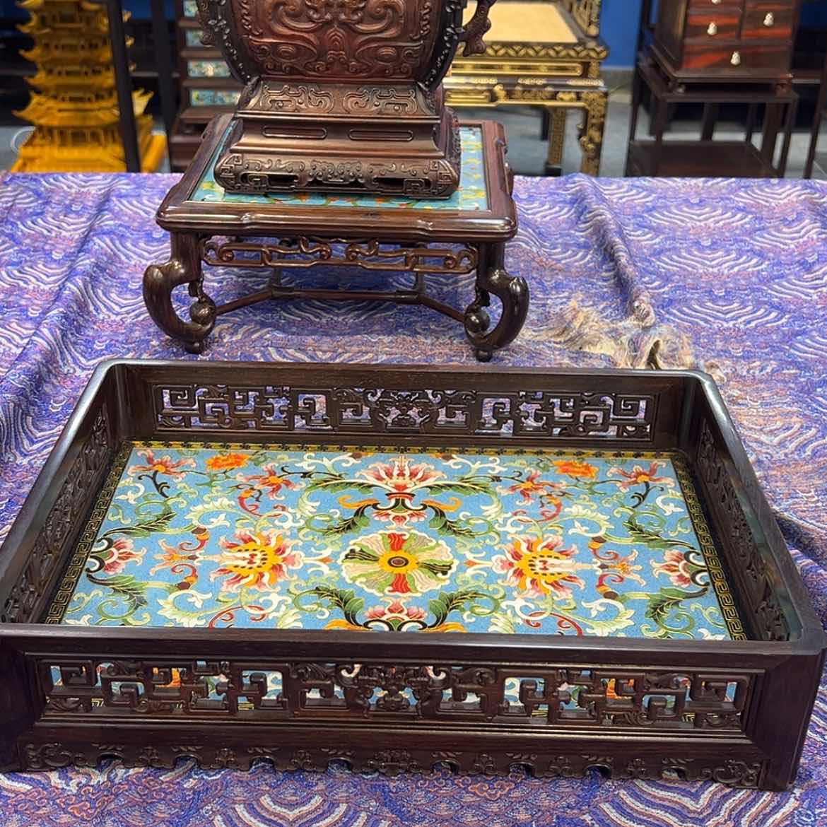 【闪购商品】红酸枝木类成套家具茶盘