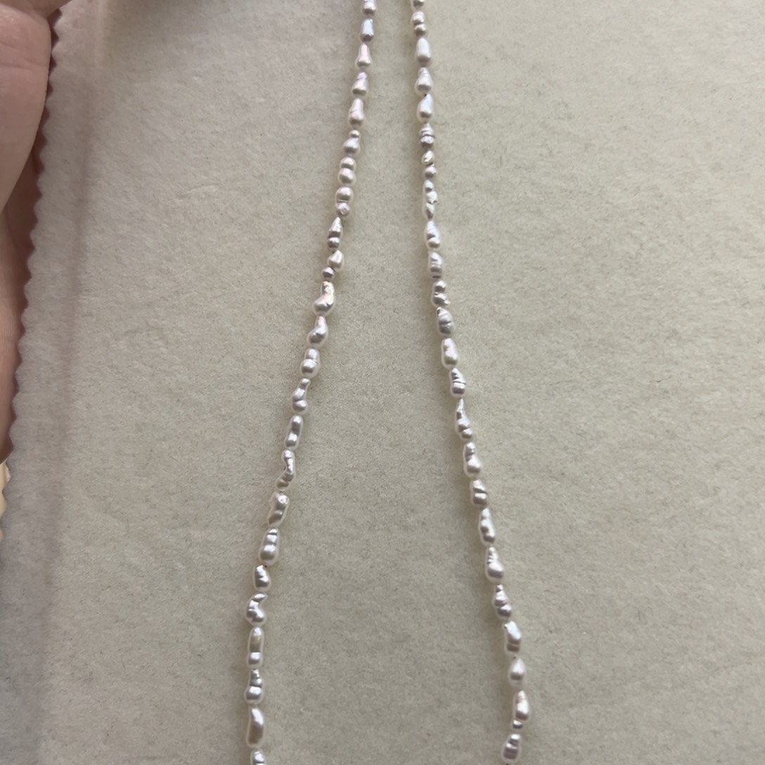 项链银S925镶嵌淡水珍珠2.5-3.5mm淡水小米珠项链