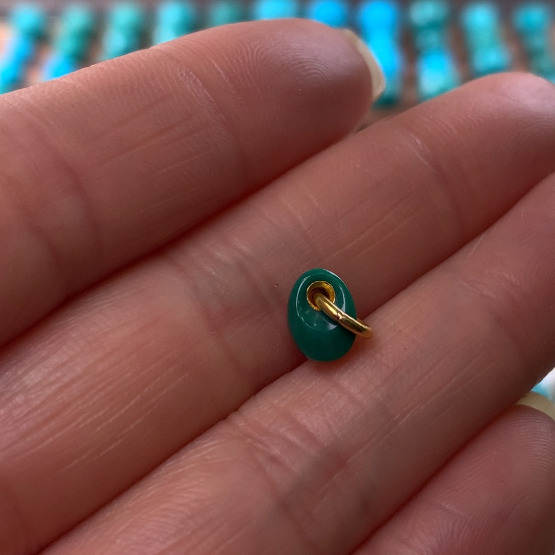 绿松石侧挂18K金镶嵌