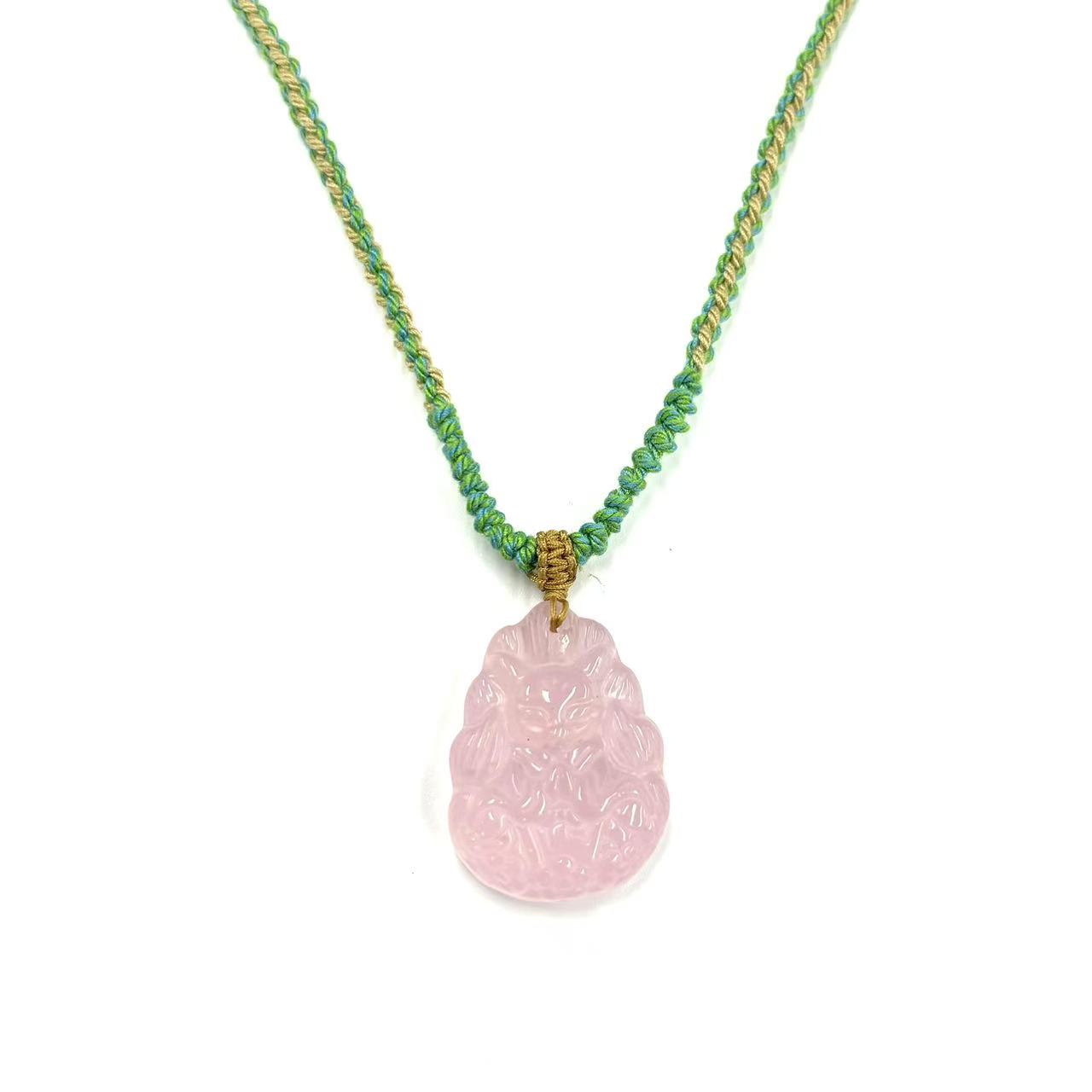 y2269-国风设计款冰花芙蓉晶粉水晶凤九吊坠-赠礼盒