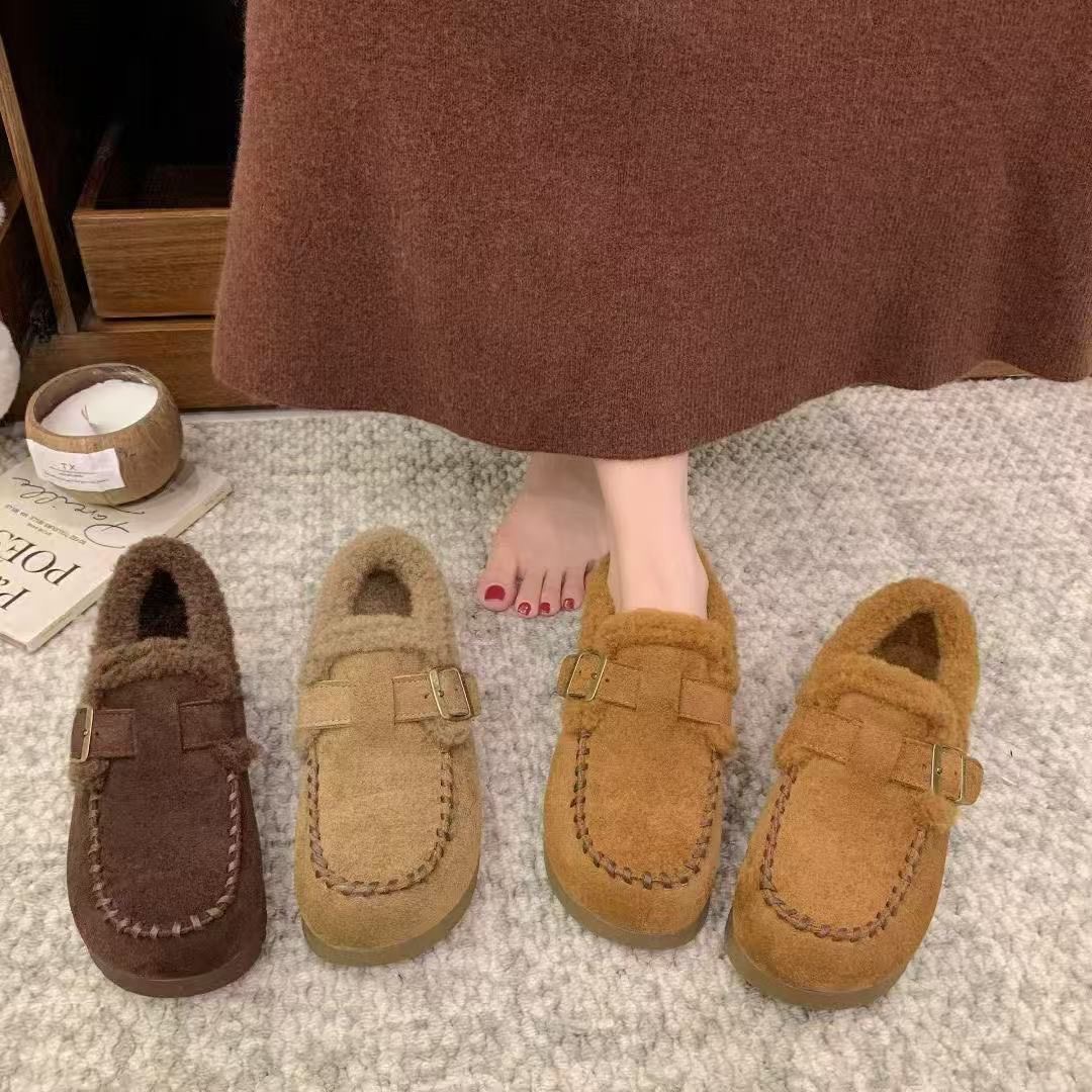 056勃肯极简风韩版潮流风秋冬纯色冬季棉鞋棉靴/毛靴