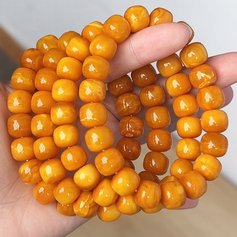 【齐福珠宝】11mm天然原矿丹麦玉化石膏蜡单圈（多样性发其一）