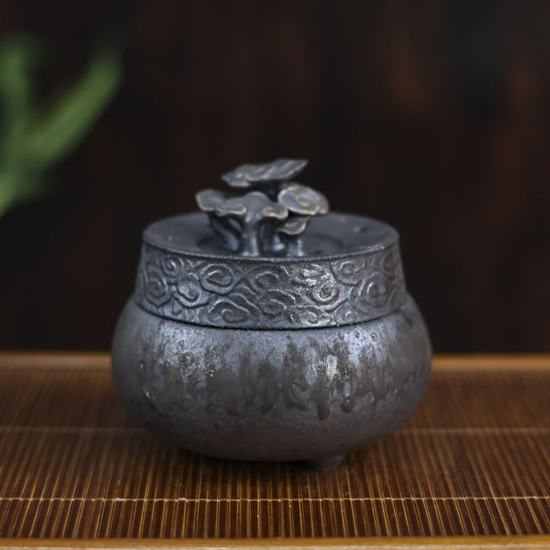 【静姐小院】鎏金-灵芝香炉（描金，配防火棉）（灰念0330）