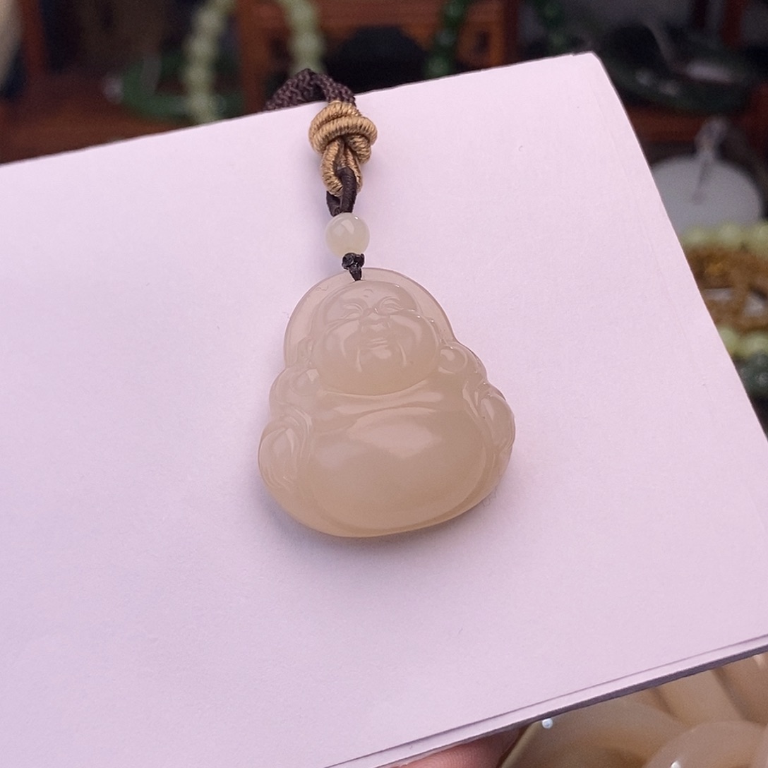 和田玉清货价熟藕粉佛公未镶嵌