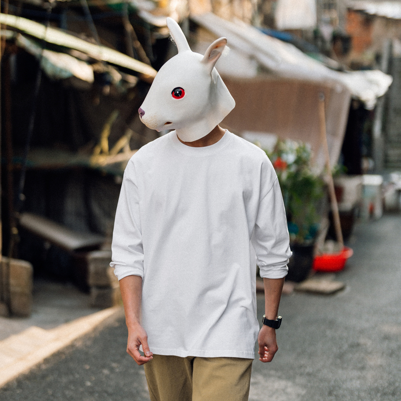 兔先森春秋季基础大众水洗精梳棉纯色圆领长袖T恤男休闲打底衫t恤