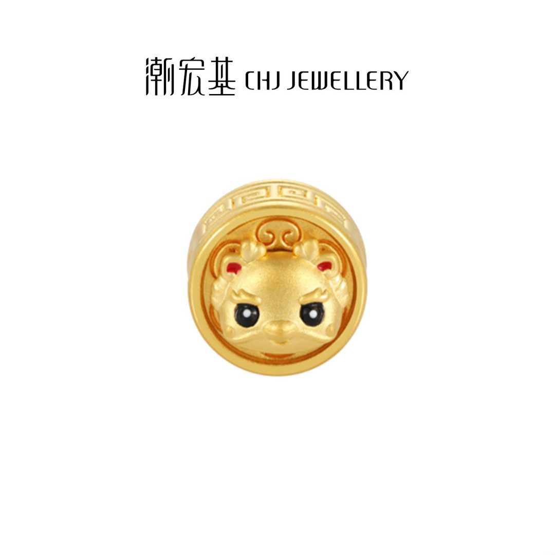 【潮宏基】十二生肖龙黄金串珠福运萌龙足金转运珠可转@0999