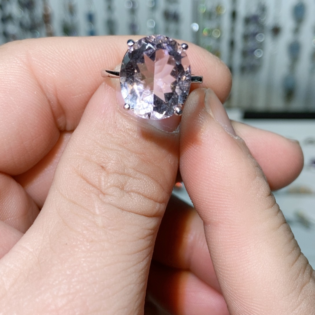 绿水晶戒指银S925镶嵌