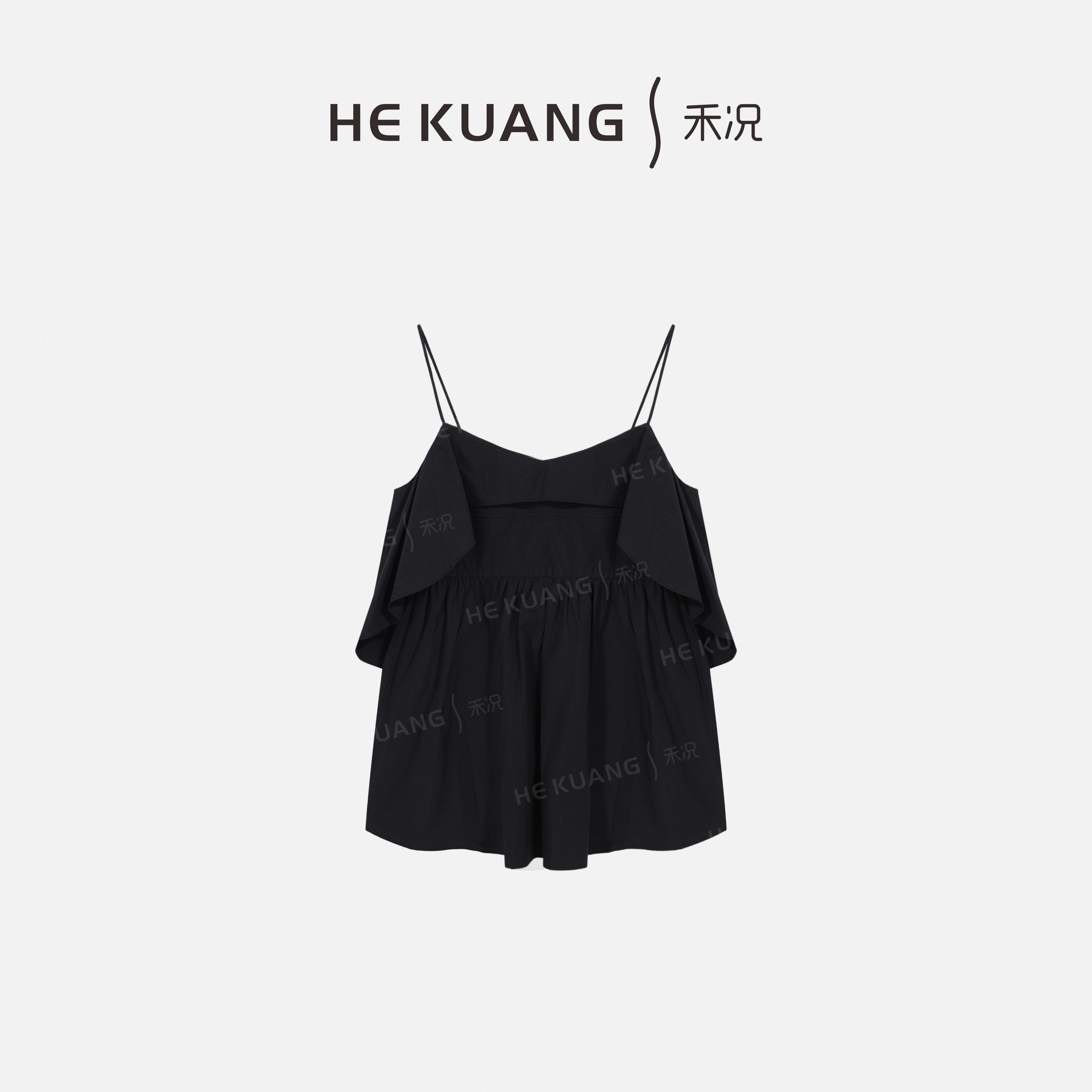 禾况HEKUANG琥珀流光【晚风霜纱】百搭无袖纯色拼接上衣C652 0295