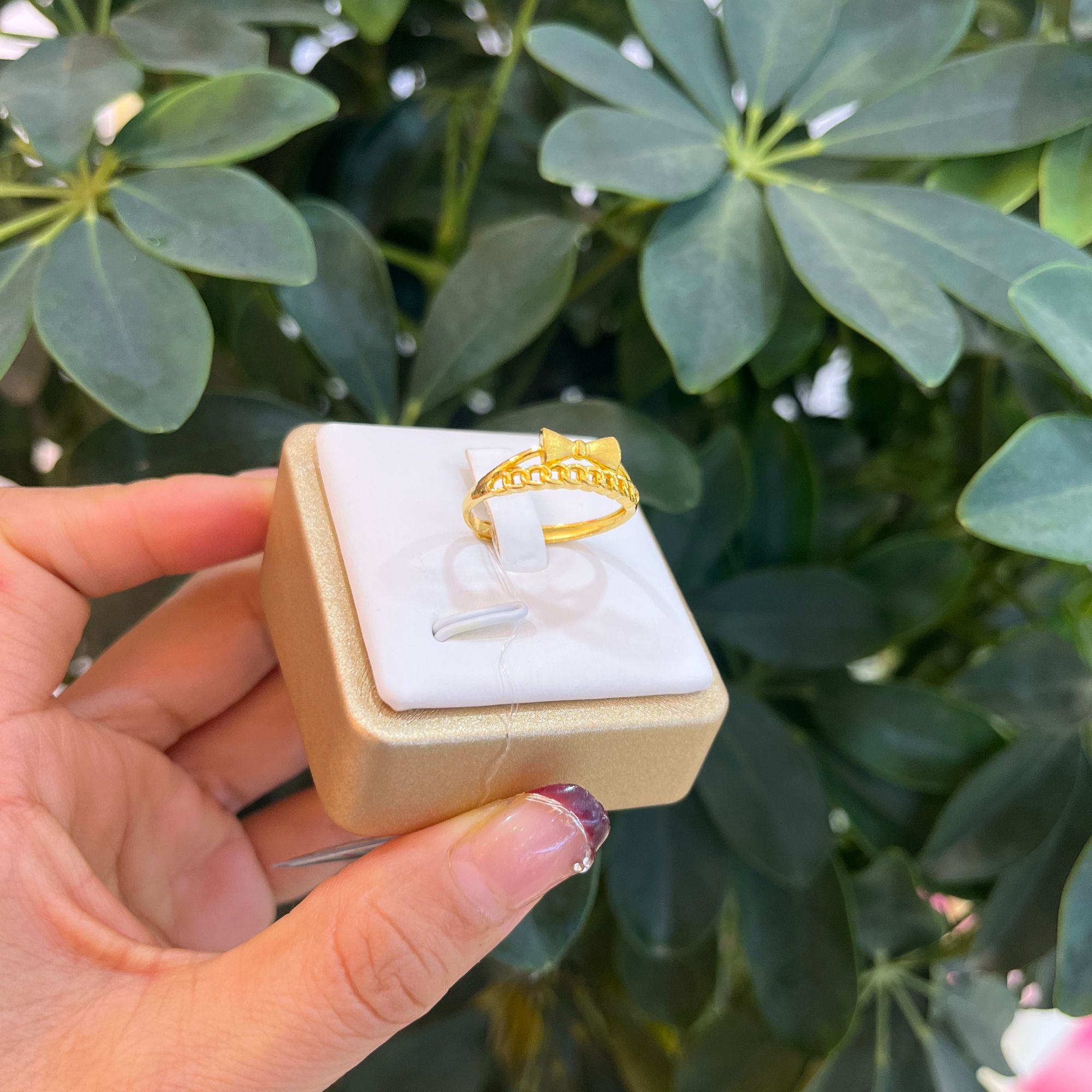 足金蝴蝶结戒指999.9