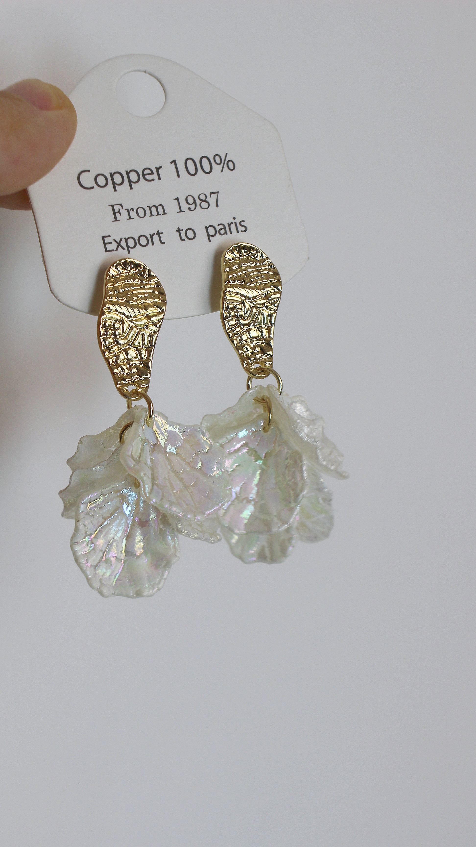 铜合金耳饰 爱心/水滴/铃铛耳环复古日韩长款饰品原创设计白色