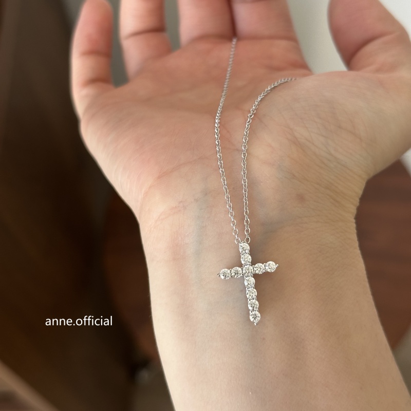 铜合金项链 轻奢精致十字架镶嵌锆简约时尚项链【X661】