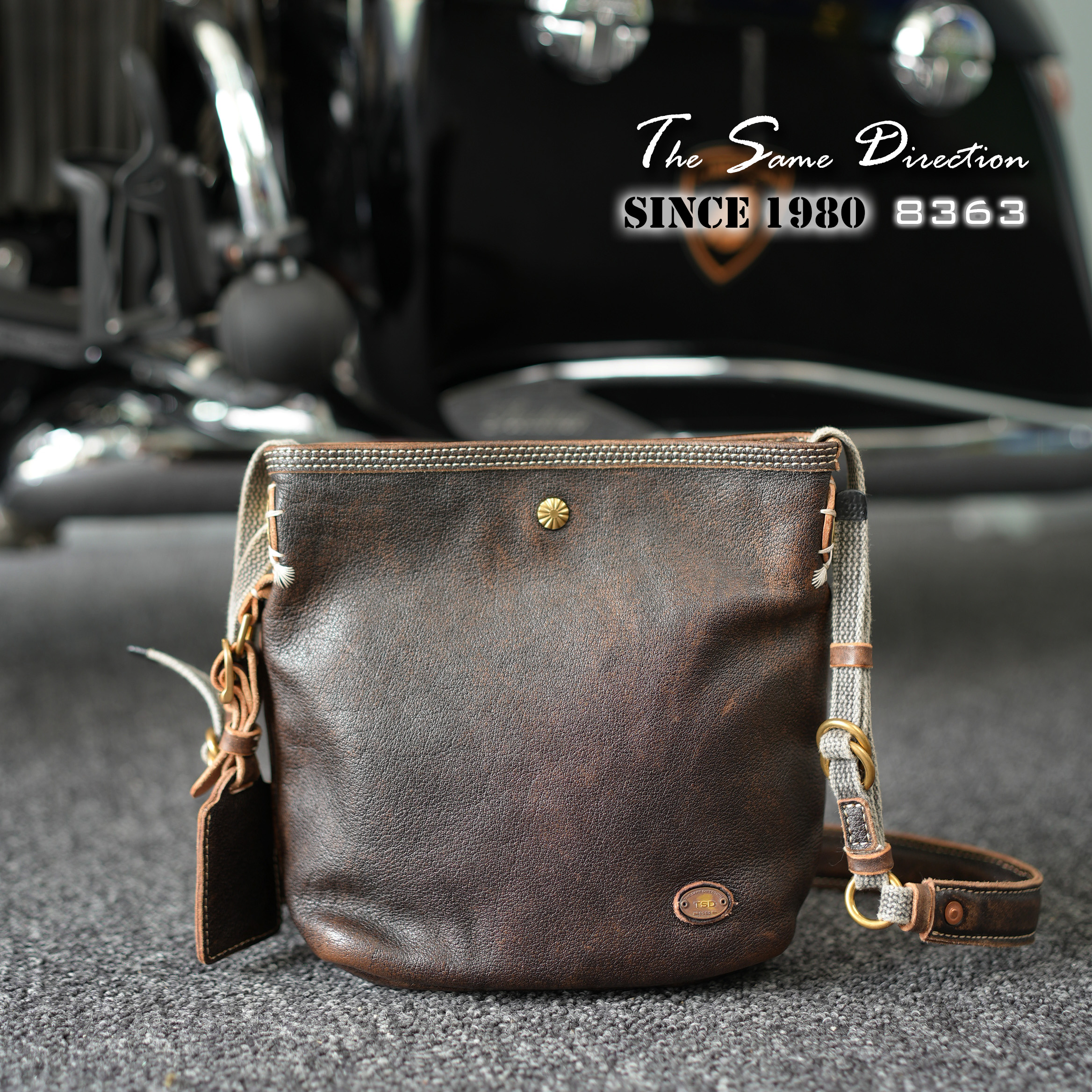 TSD 手工皮具 复古真皮经典迷你帆船茶芯水桶包斜挎包單肩包8363