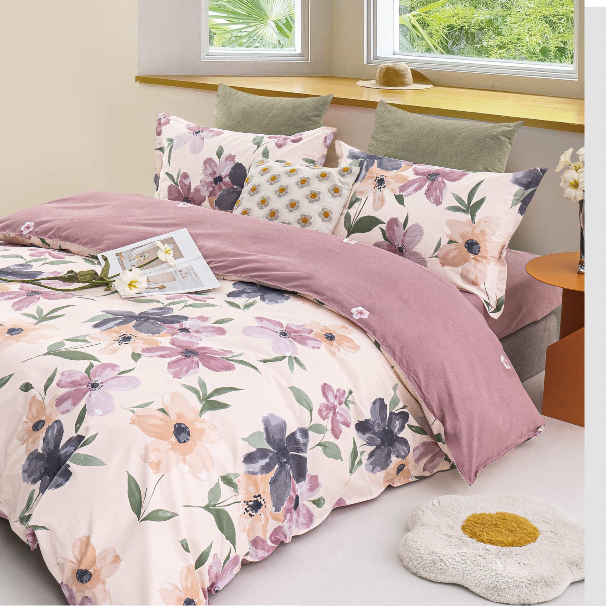 小傅家纺订制-纯棉全棉加厚舒适亲肤斜纹面料-夏花