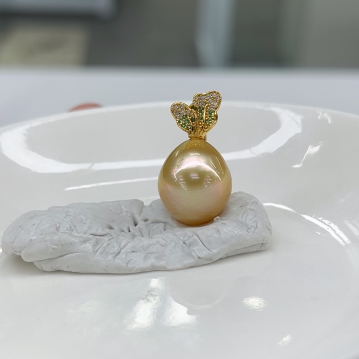 银S925镶嵌吊坠(不含链)海水珍珠12-13