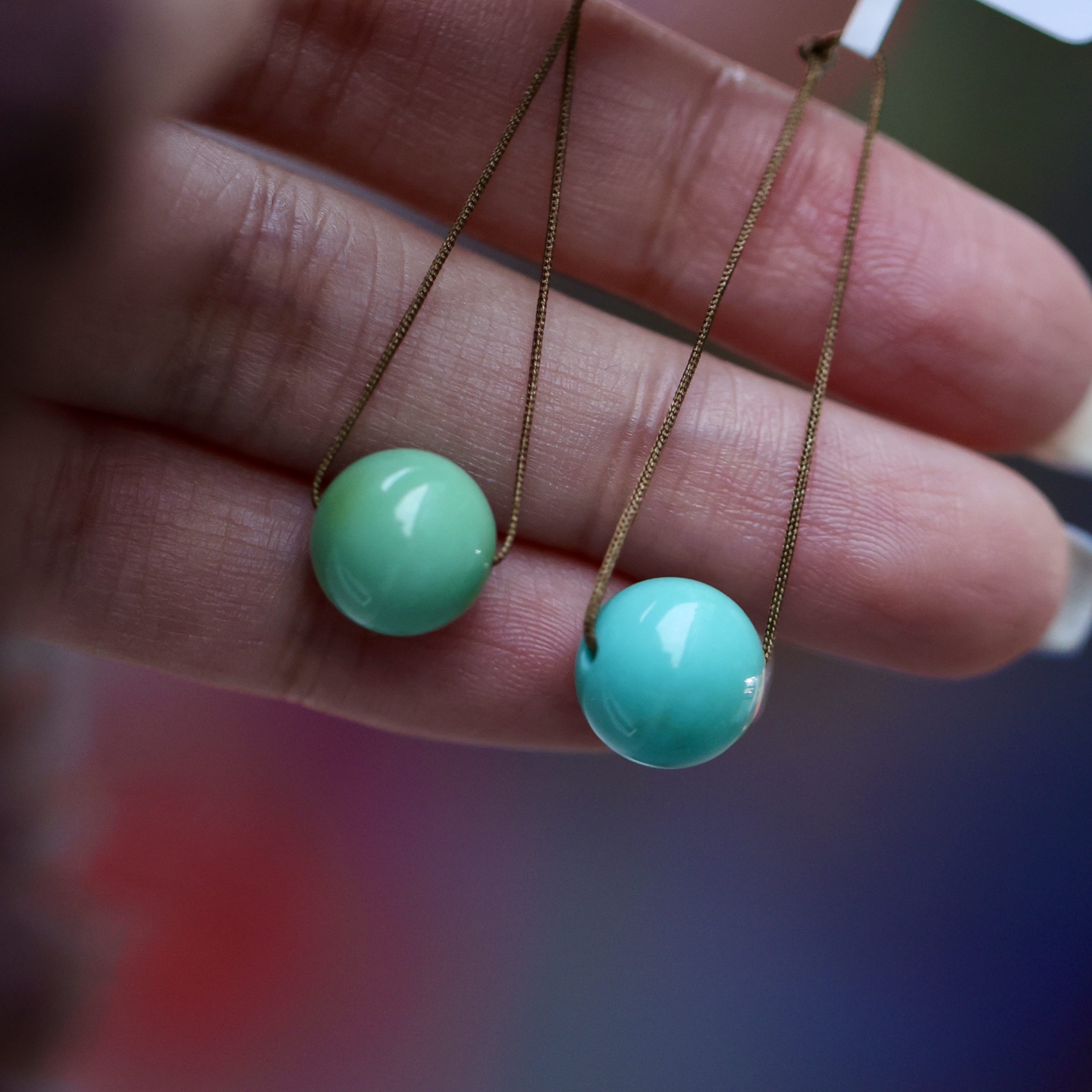 《可玉珠宝》原矿高瓷绿松石圆珠10mm多样性发一