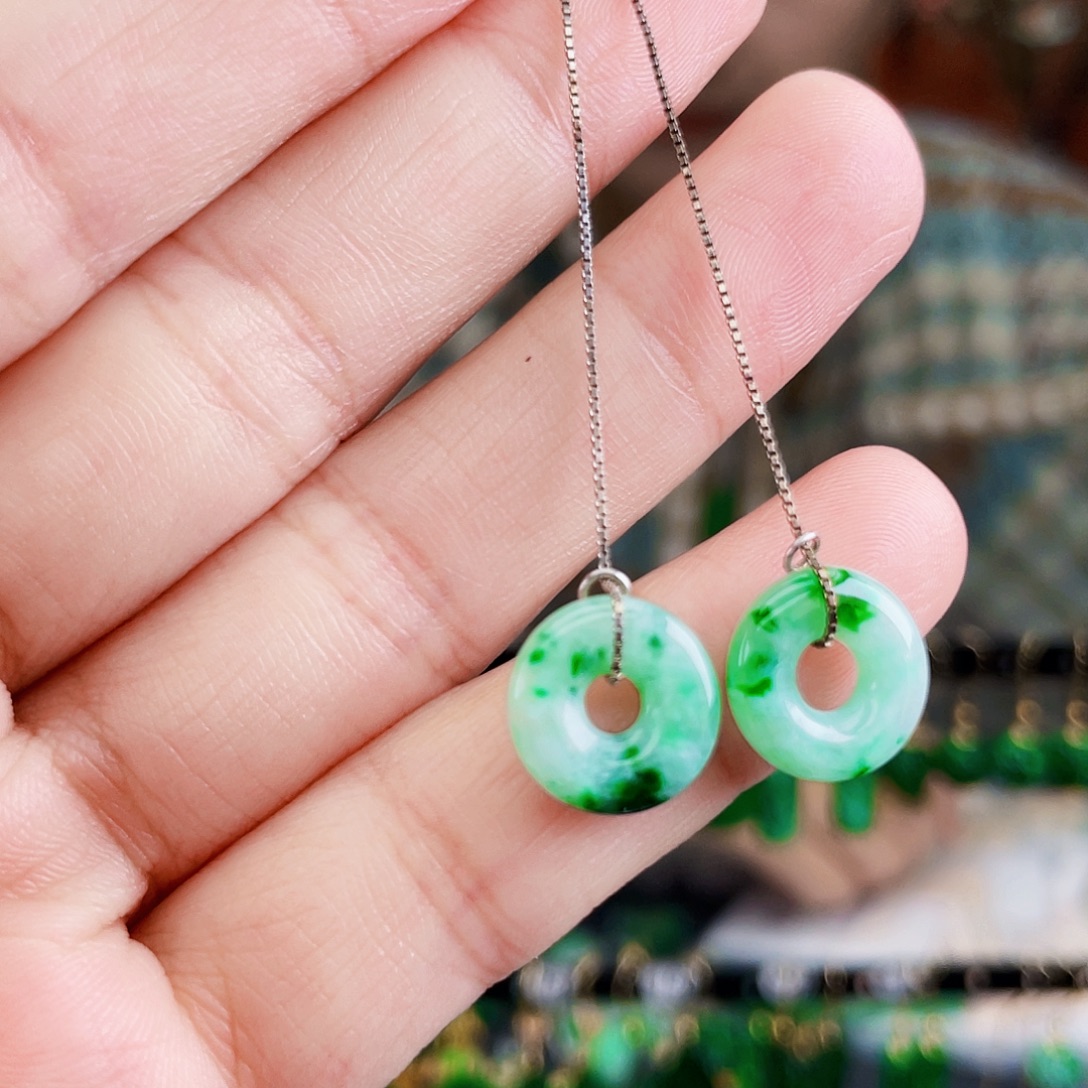 翡翠银S925镶嵌耳饰