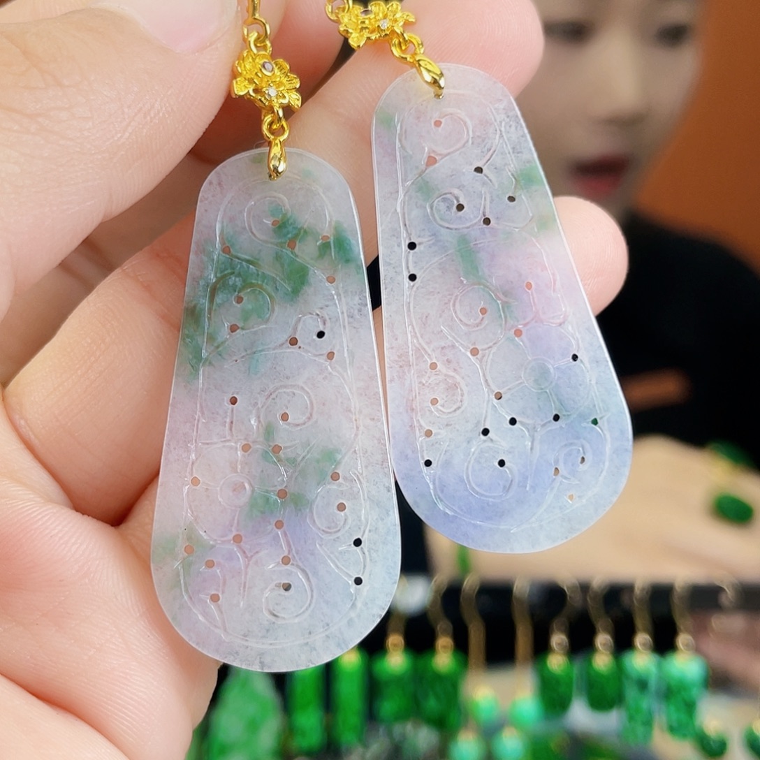 翡翠未镶嵌耳饰饰品