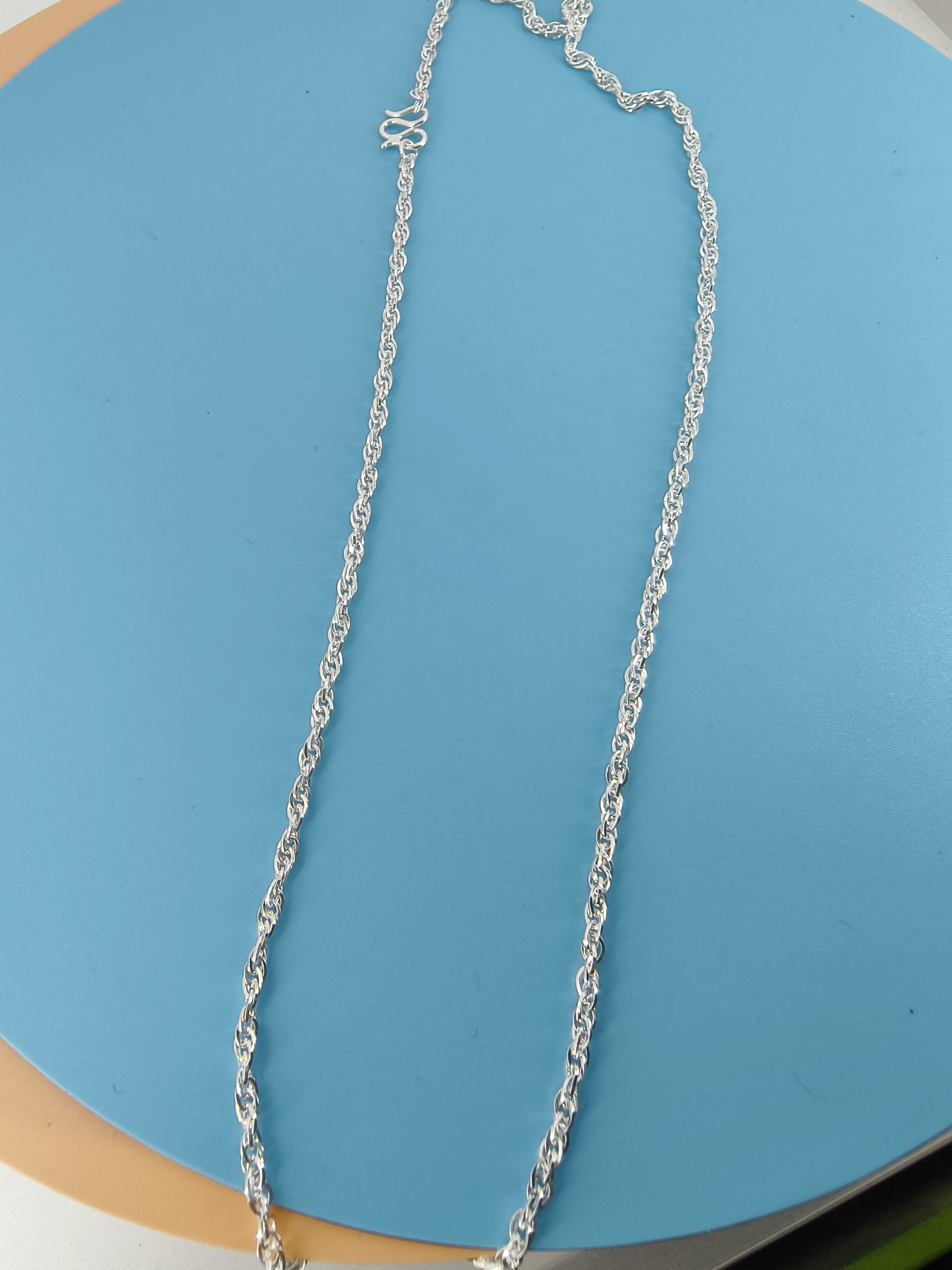 链子足银 足银女士项链水波纹链双扣百搭毛衣项链