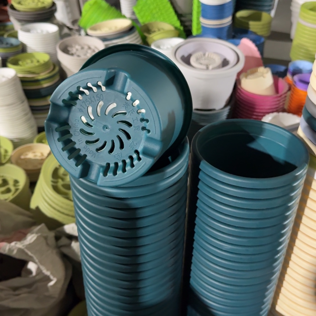 四季2号5个盆5个托军绿色的