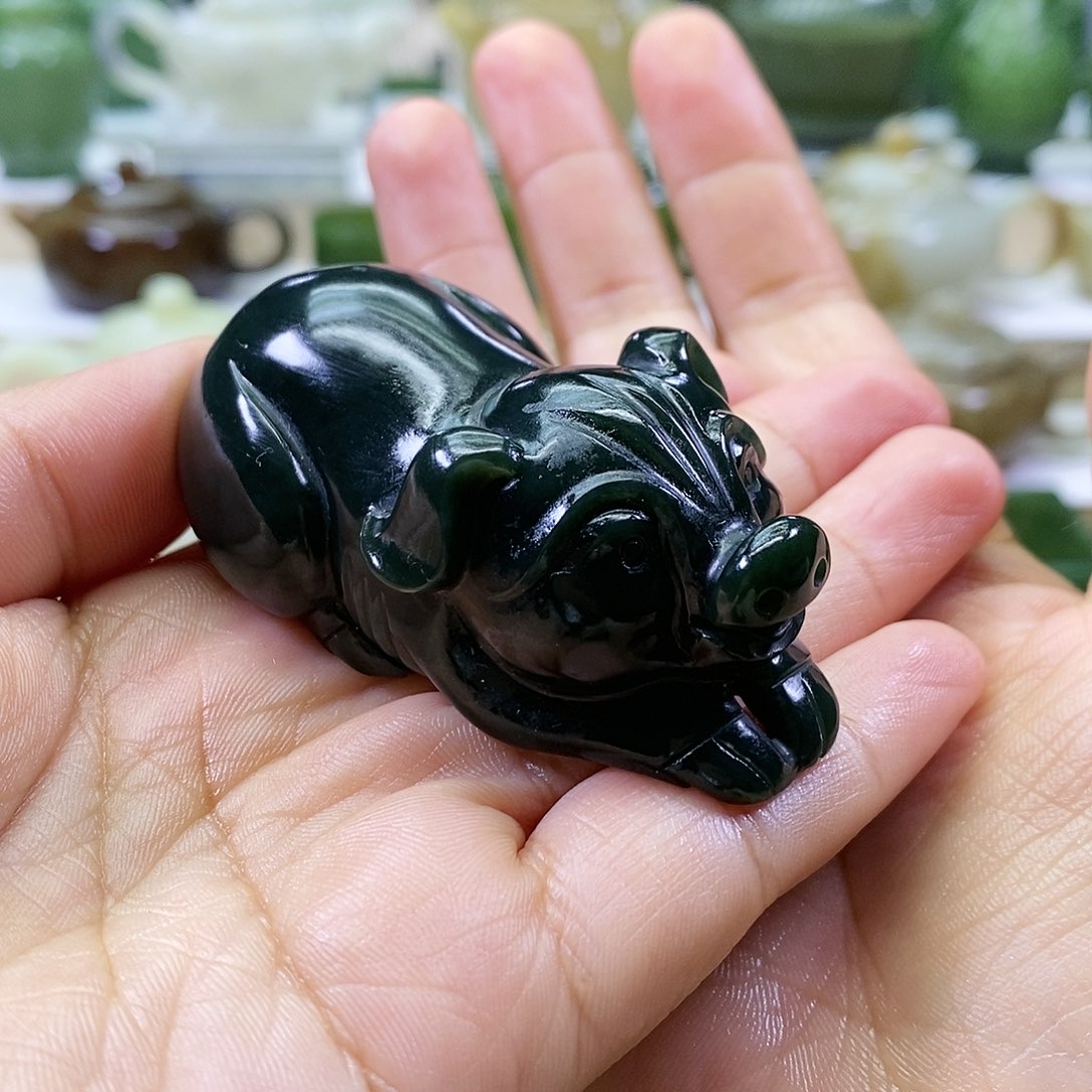 和田玉茶宠猪未镶嵌