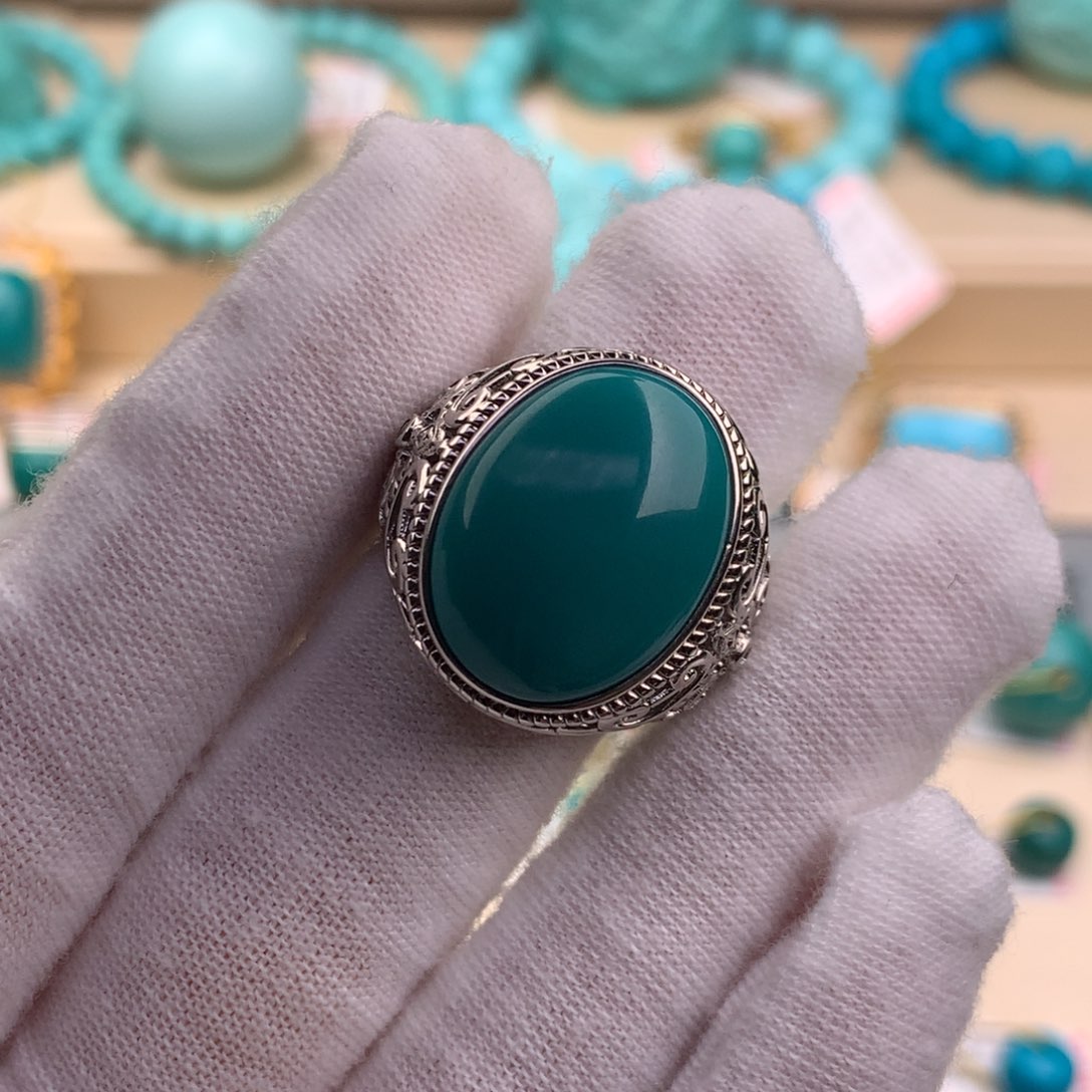 绿松石珠宝奇石银S925镶嵌j****o