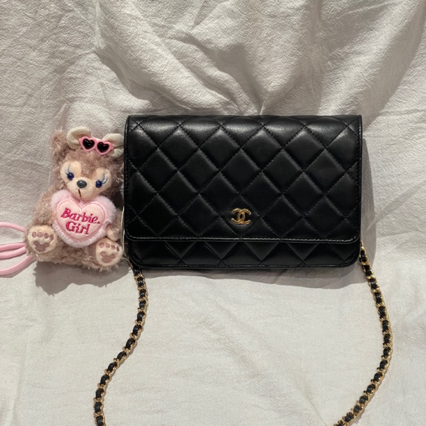 95新 Chanel/香奈儿 Chanel woc链条包 黑金羊皮