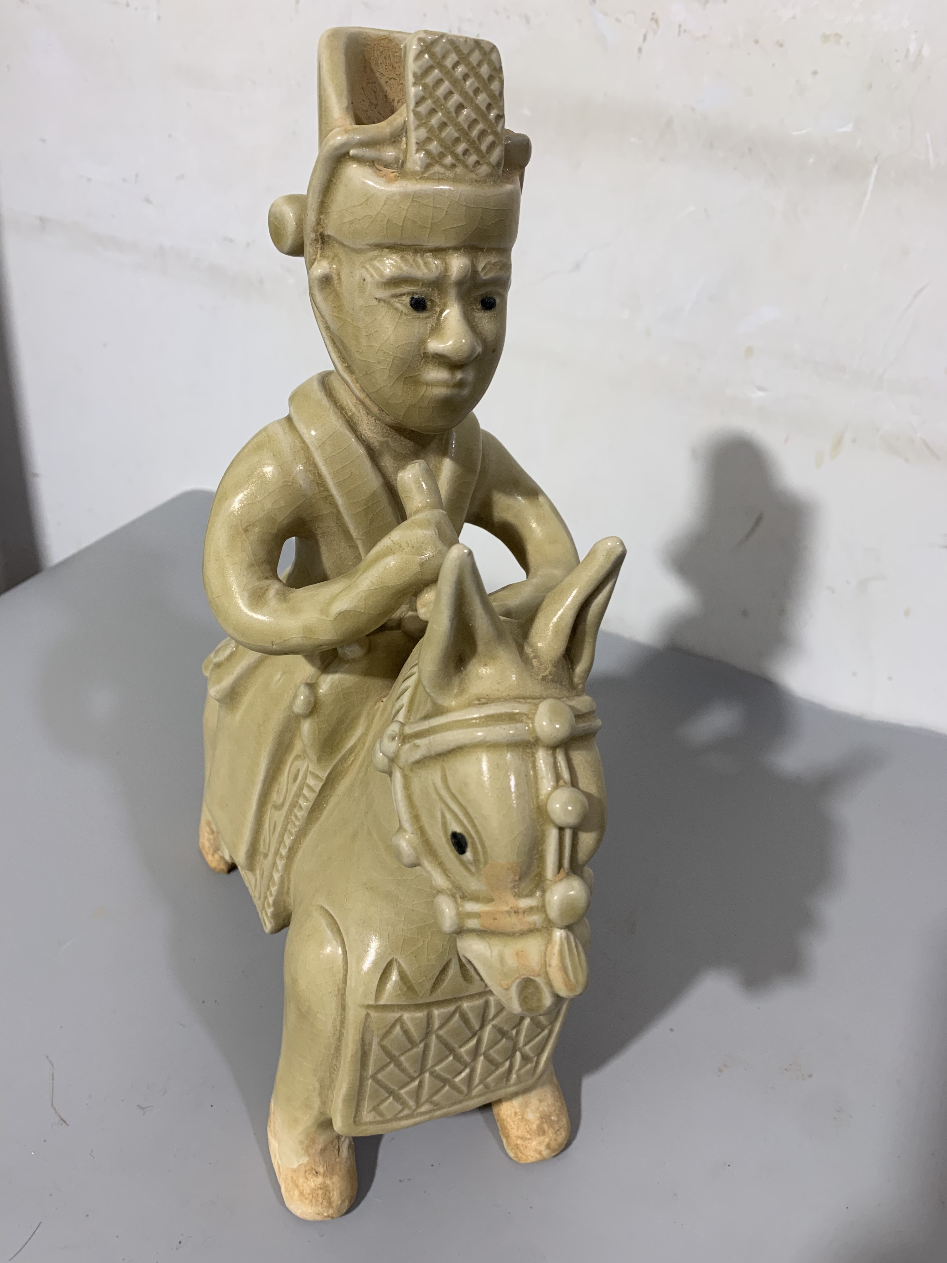 相州窑胡人复古麒麟乘马摆件雕刻雕塑工艺品陶瓷