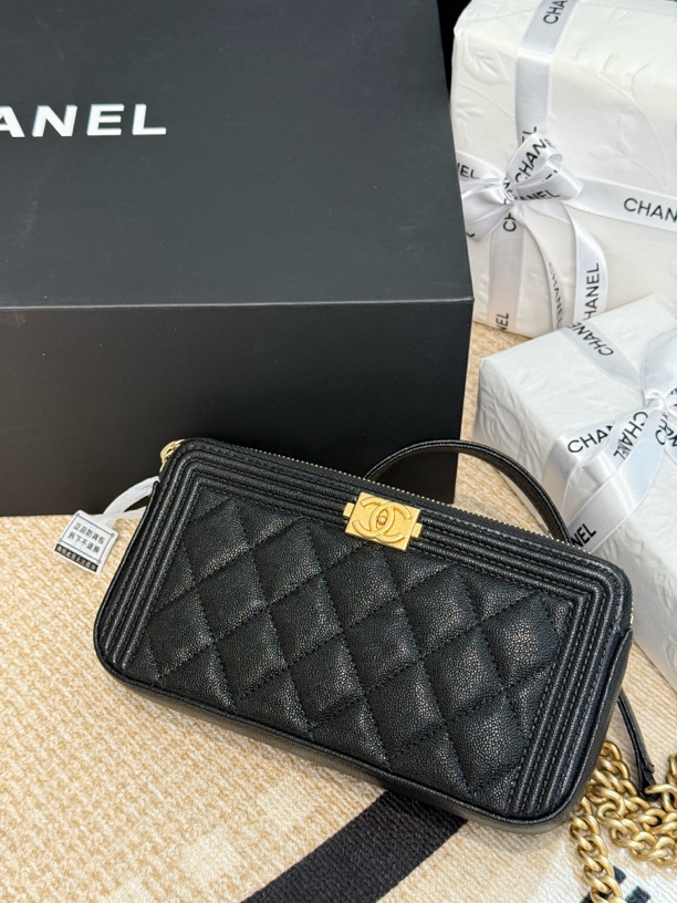 99新 Chanel/香奈儿 奢品阁/黑金链条/miniwoc/荔枝牛皮