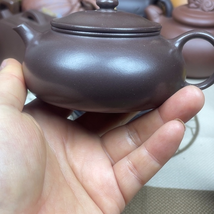 紫砂茶壶紫砂壶紫泥寒江160cc微微瑕