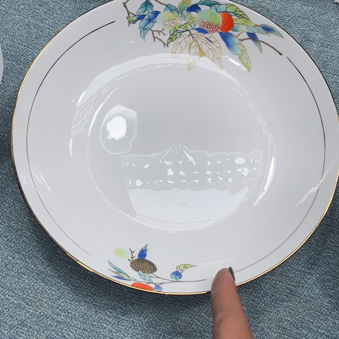 瓷片荔枝八寸深盘四个