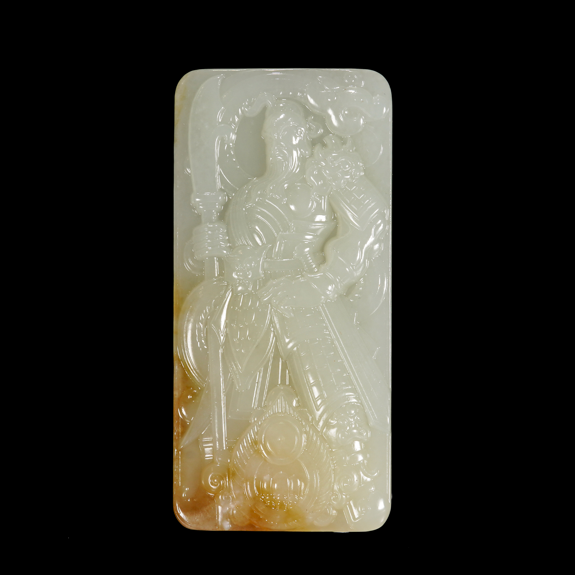 LOT.008和田玉雕关公牌/X4439