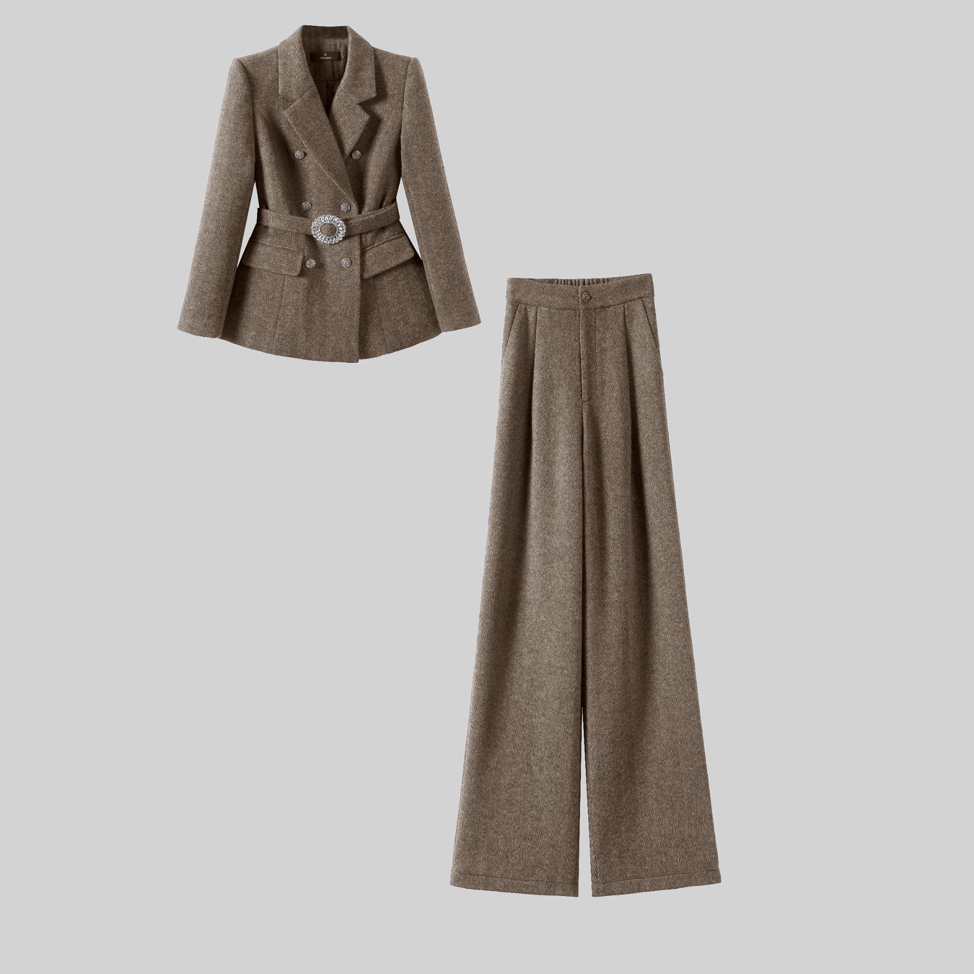 〈纪朵研〉1802轻职风工装风复古意式显瘦套装