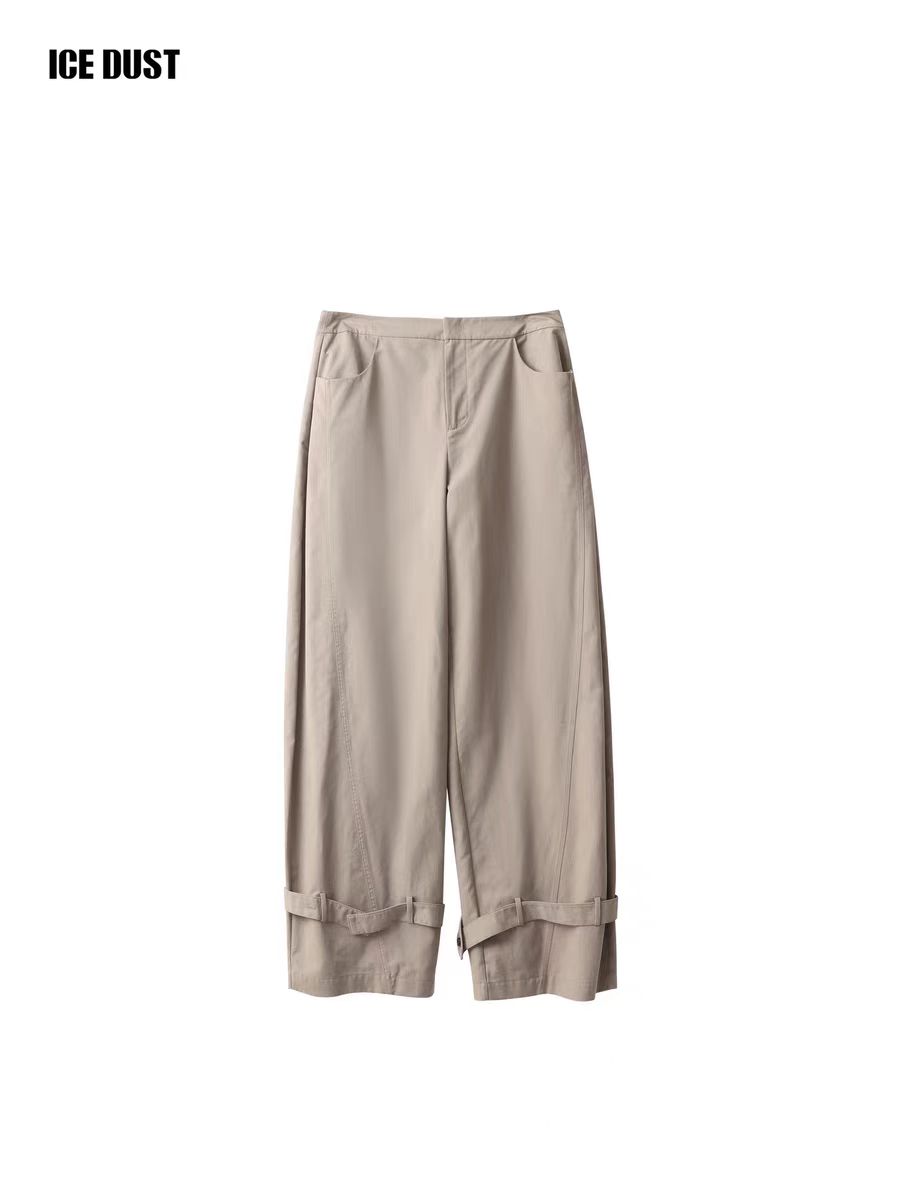ICEDUST 25春夏系列新款脚口绑带设计复古休闲直筒长裤女士